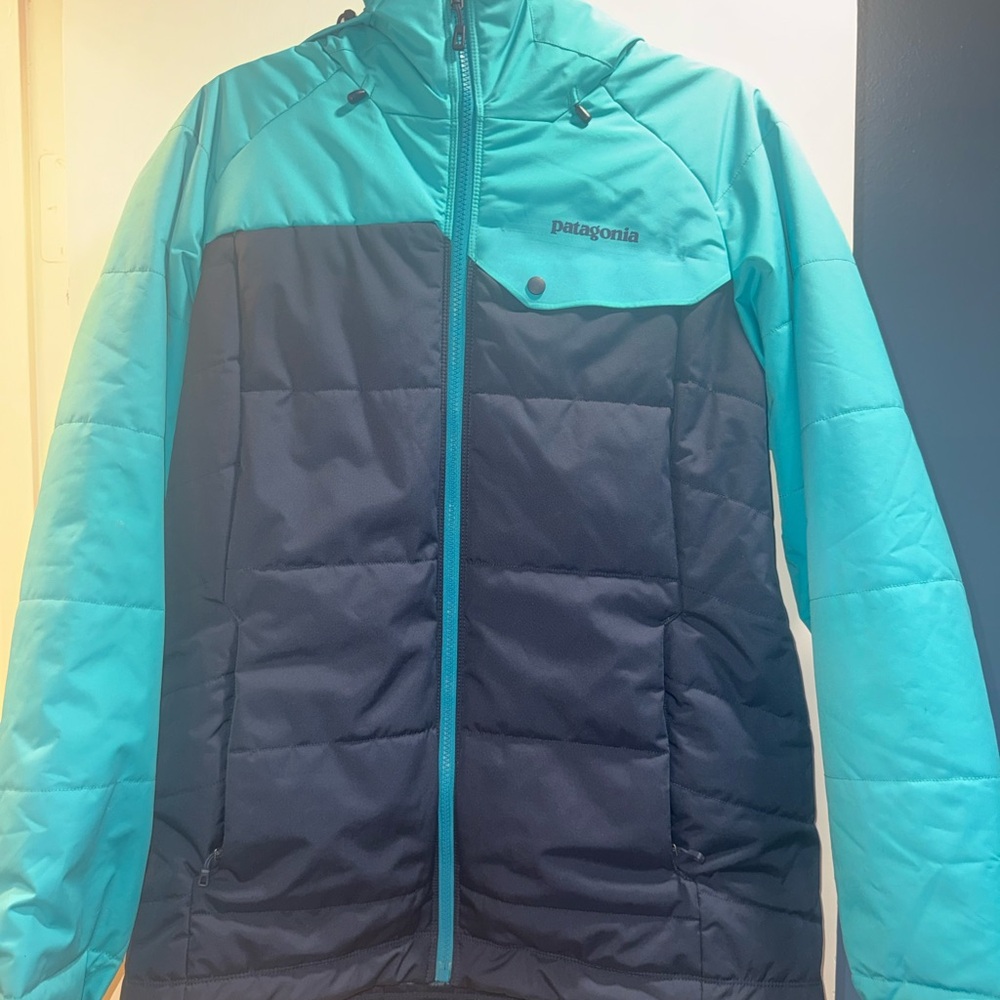 Patagonia Teal and Navy Colorblock Ski/Snow Jacket